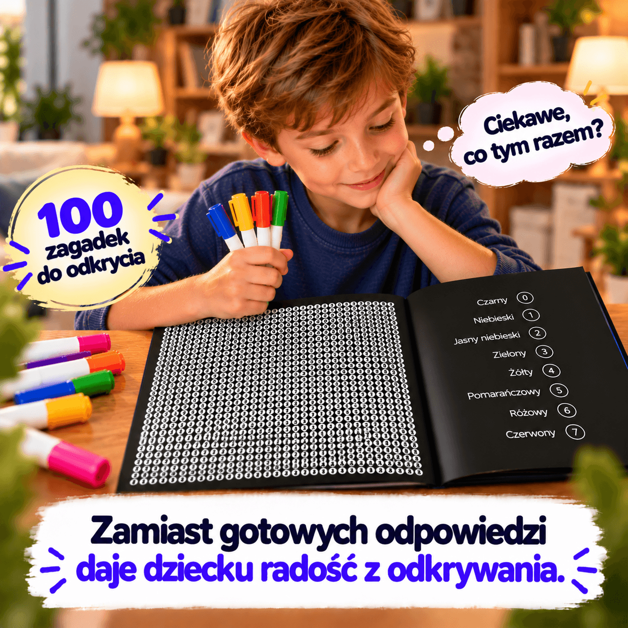 Kolorowa Zagadka - 100 Ukrytych Obrazów dla Skupienia i Rozwoju + 24 Mazaki GRATIS
